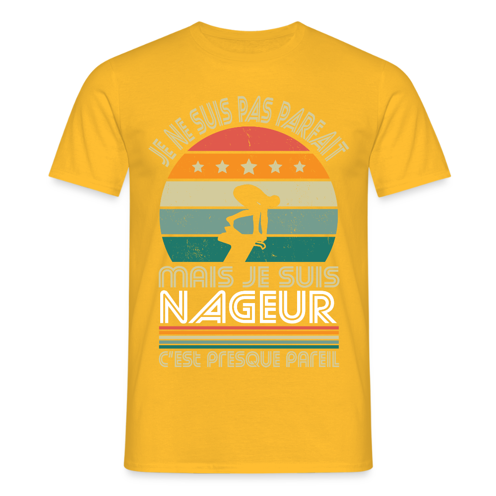 T-shirt Homme - Je ne suis pas parfait mais je suis Nageur - jaune