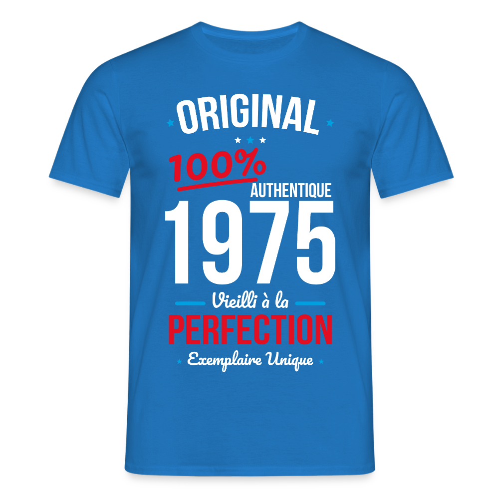 T-shirt Homme - Anniversaire 50 Ans - Original 1975 - bleu royal