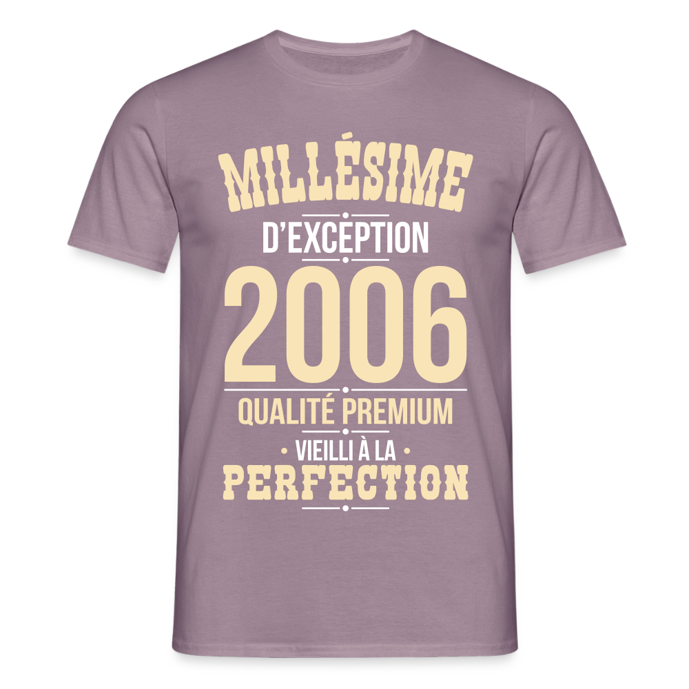 T-shirt Homme - Anniversaire 19 Ans - Millésime 2006 - mauve gris