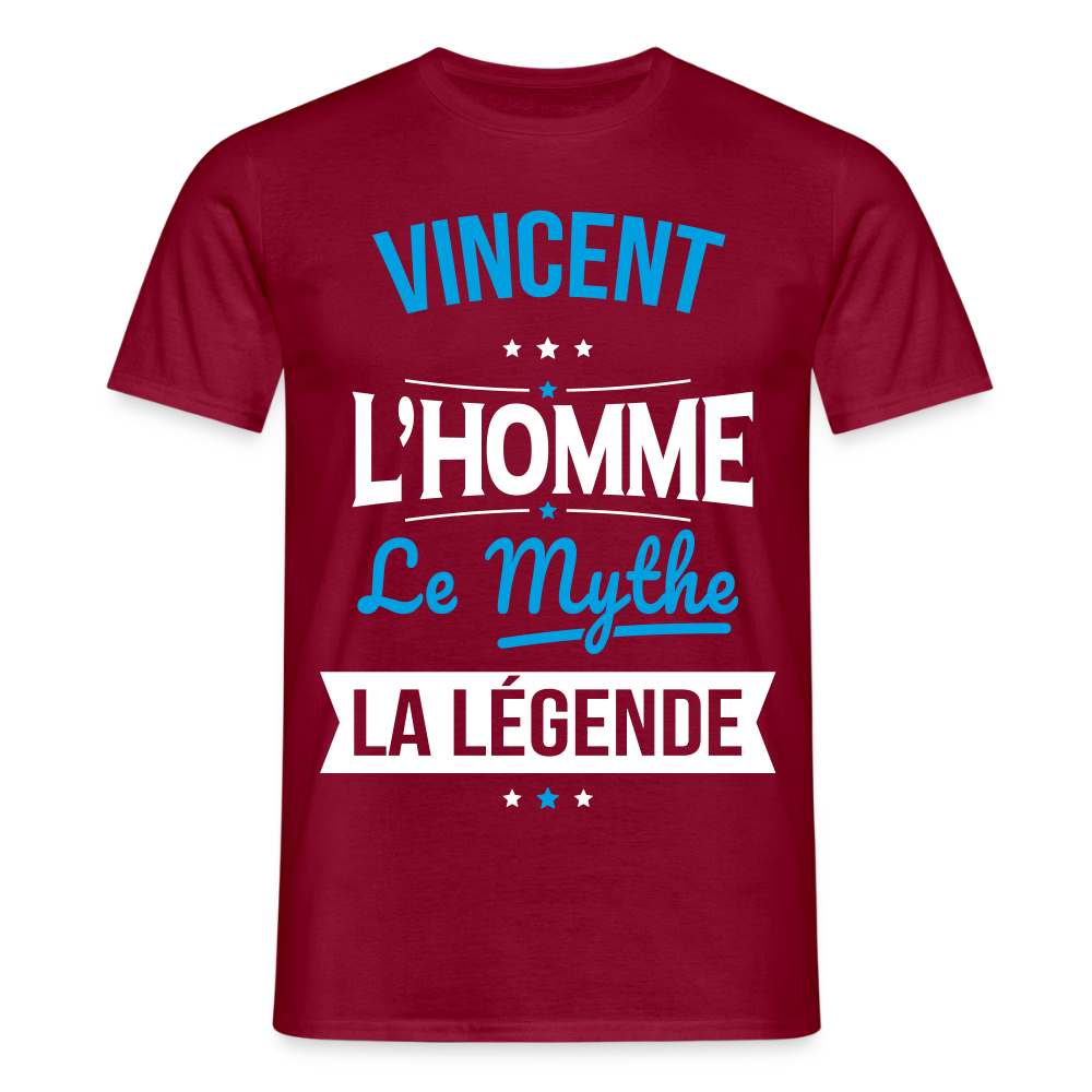 T-shirt Homme - Vincent - l'Homme - le Mythe - la Légende - rouge brique