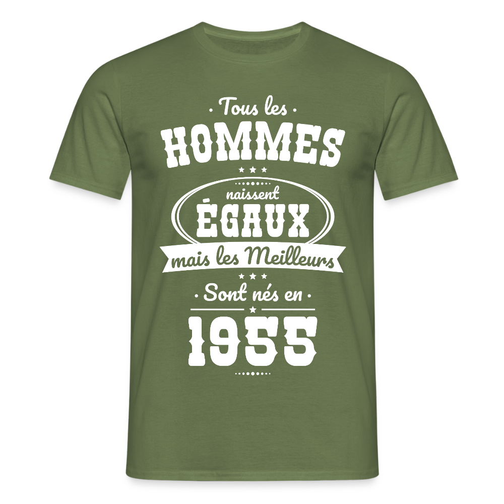 T-shirt Homme - Anniversaire 70 Ans - Les meilleurs sont nés en 1955 - vert militaire