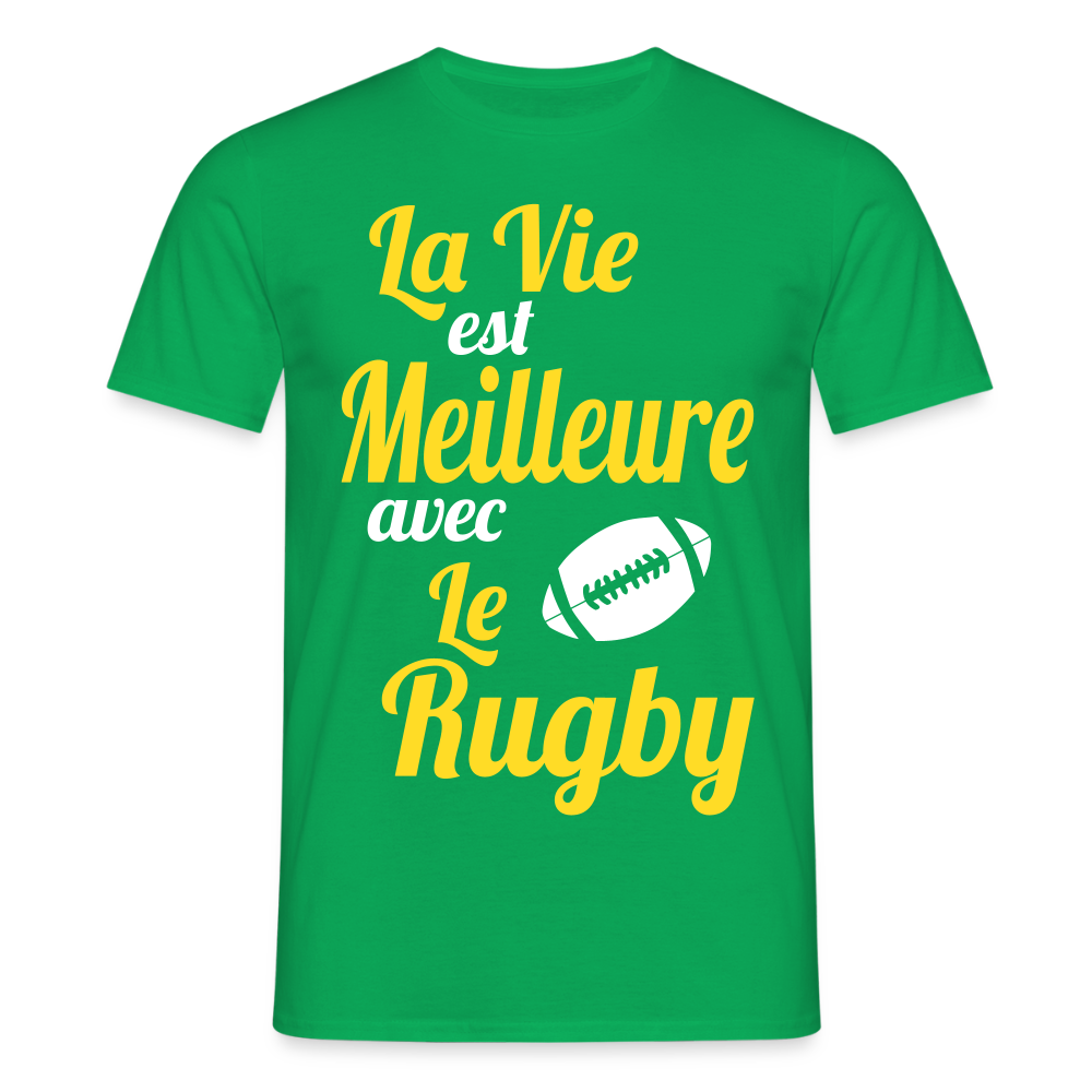 T-shirt Homme - La vie est meilleure avec le Rugby - vert