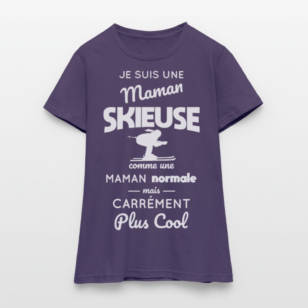 T-shirt Femme - Maman skieuse plus cool - violet foncé