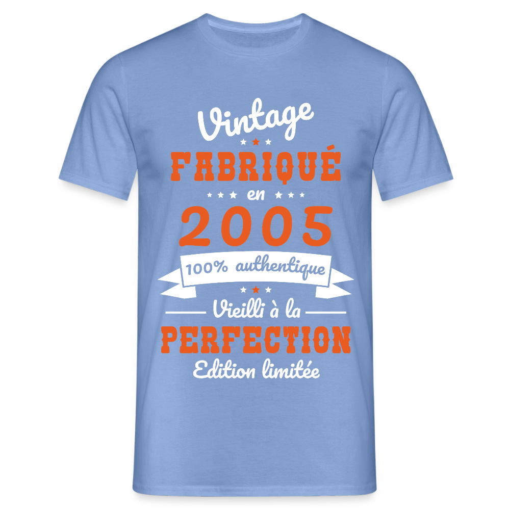 T-shirt Homme - Anniversaire 20 Ans - Vintage fabriqué en 2005 - carolina blue