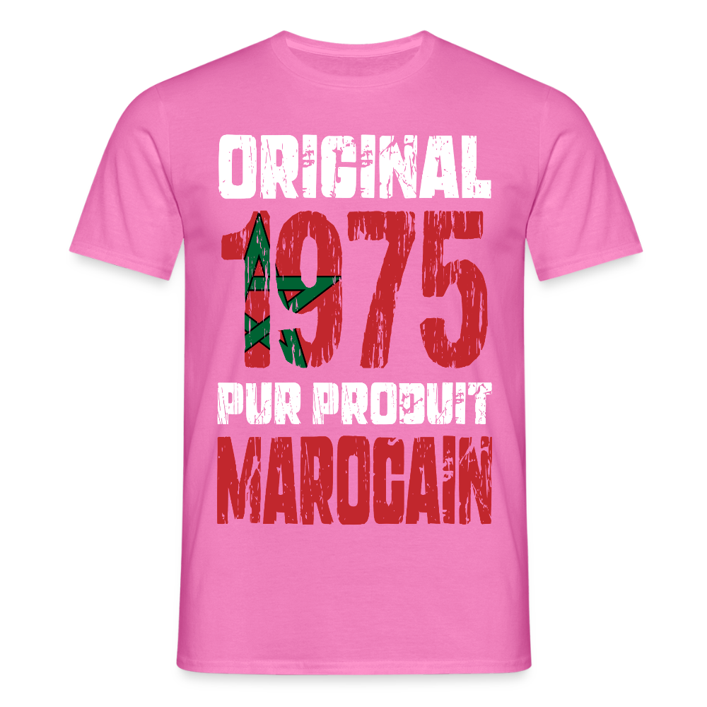 T-shirt Homme - Anniversaire 50 Ans - Original 1975 - Pur produit Marocain - rose