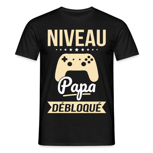 T-shirt Homme - Niveau Papa Débloqué - noir