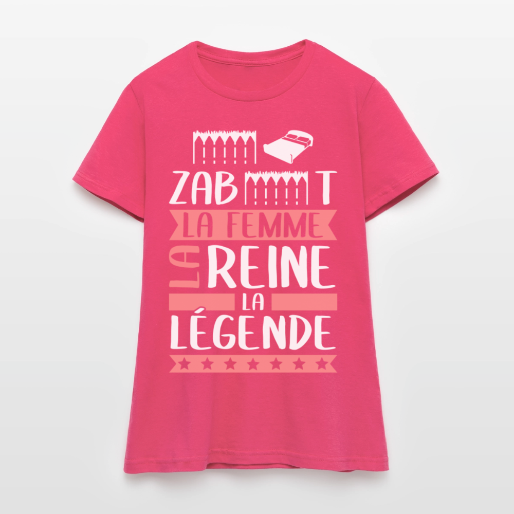 T-shirt femme Elisabeth rébus – La femme, la reine, la légende - rose azalée