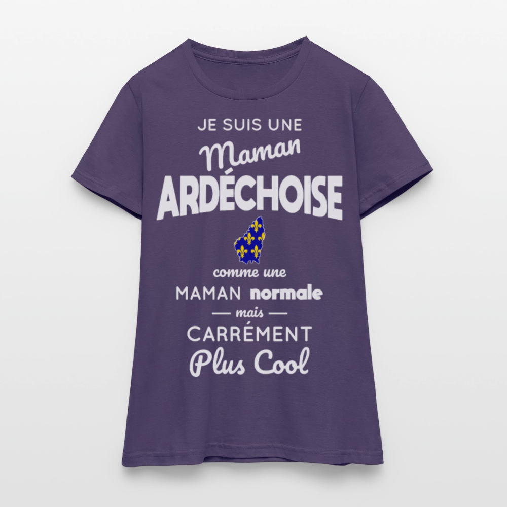 T-shirt Femme - Maman Ardéchoise plus cool - violet foncé