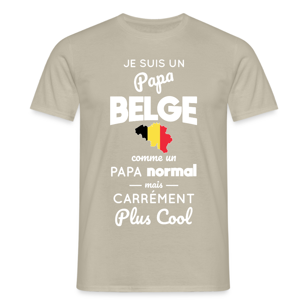 T-shirt Homme - Papa Belge Plus Cool - beige sable