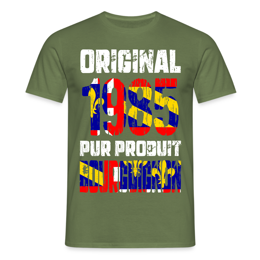 T-shirt Homme - Anniversaire 40 Ans - Original 1985 - Pur produit Bourguignon - vert militaire