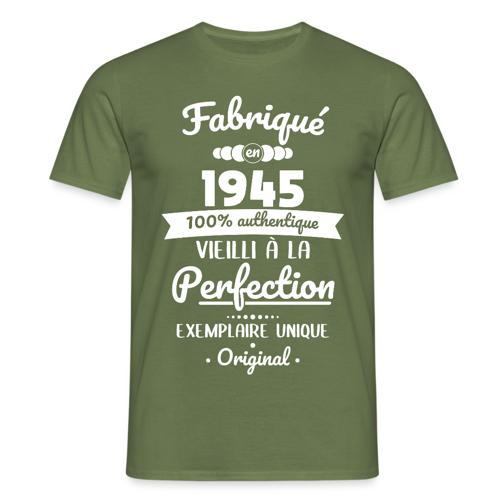 T-shirt Homme - Anniversaire 80 Ans - Fabriqué en 1945 - vert militaire