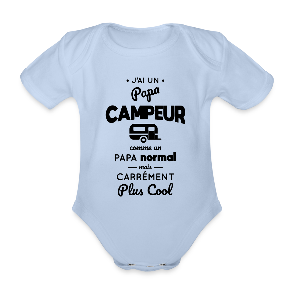 Body Bébé bio manches courtes - J'ai un papa campeur - ciel