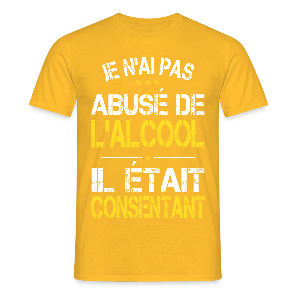 T-shirt Homme - Je n'ai pas abusé de l'alcool - jaune