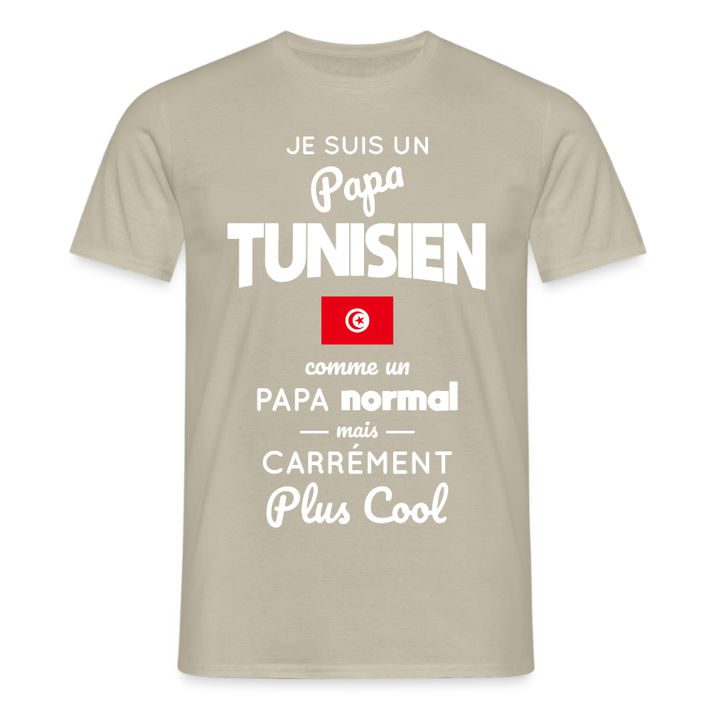 T-shirt Homme - Papa Tunisien Plus Cool - beige sable