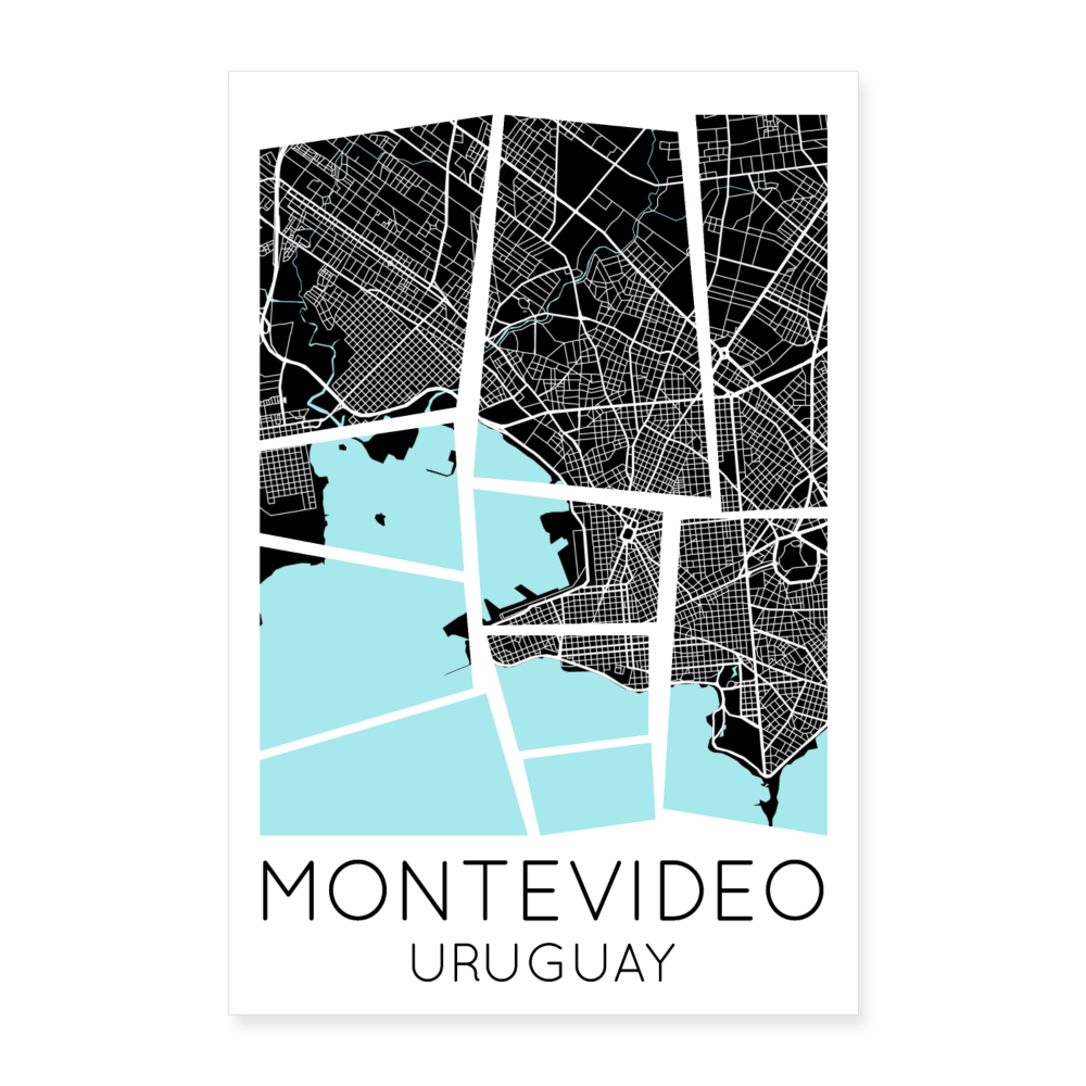 Poster Montevideo - Plan Montevideo - 60 x 90 cm - blanc