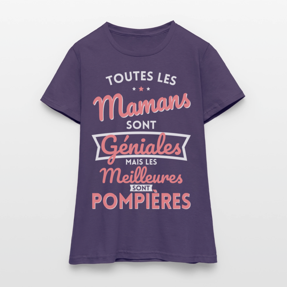 T-shirt Femme - Mamans géniales - Les meilleures sont pompières - violet foncé