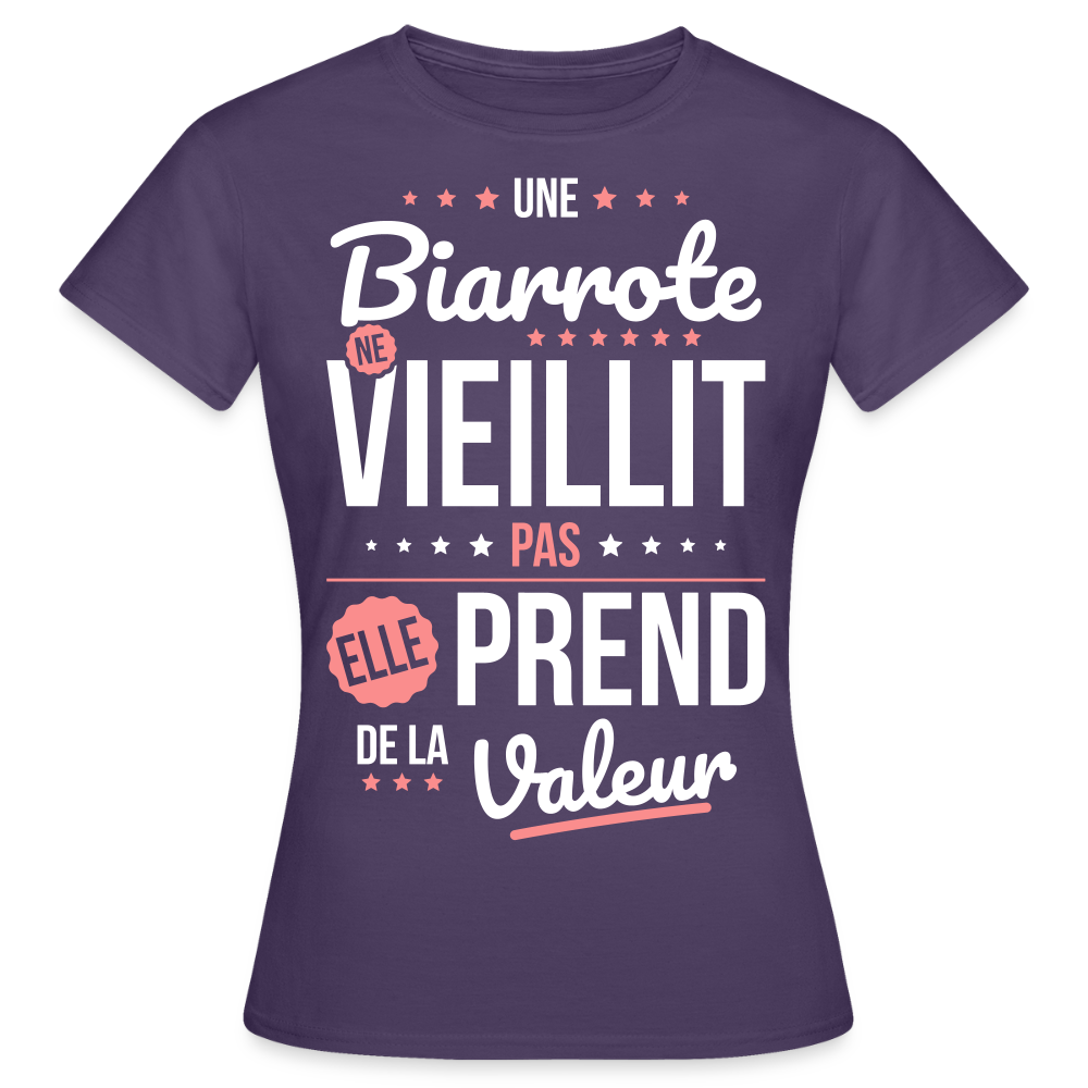T-shirt Femme - Une Biarrote ne vieillit pas - violet foncé