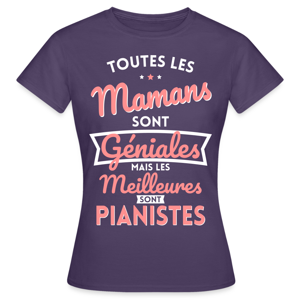 T-shirt Femme - Mamans géniales - Les meilleures sont pianistes - violet foncé
