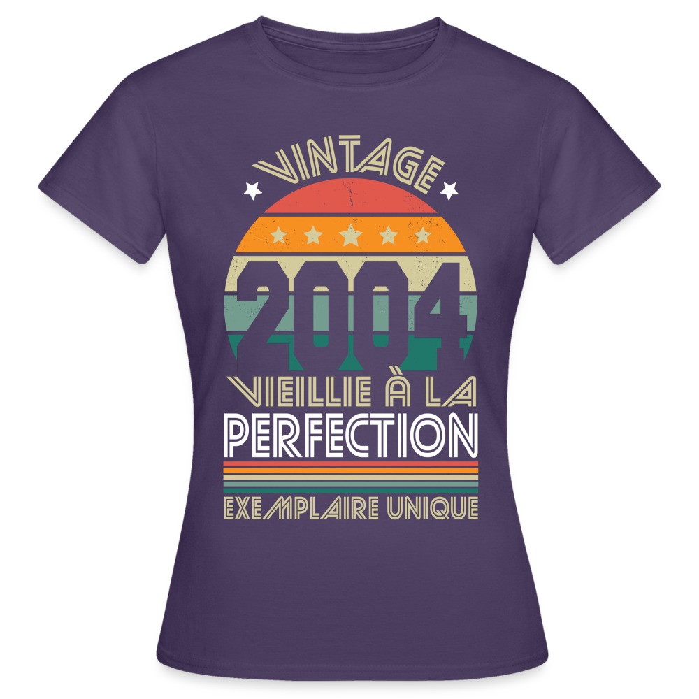 T-shirt Femme - Anniversaire 21 Ans - Vintage 2004 - violet foncé