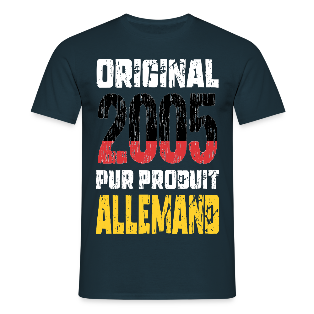 T-shirt Homme - Anniversaire 20 Ans - Original 2005 - Pur produit Allemand - marine