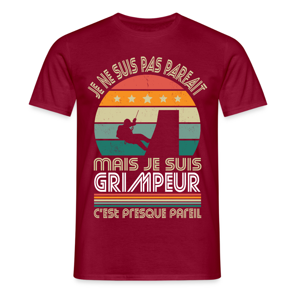 T-shirt Homme - Je ne suis pas parfait mais je suis Grimpeur - rouge brique