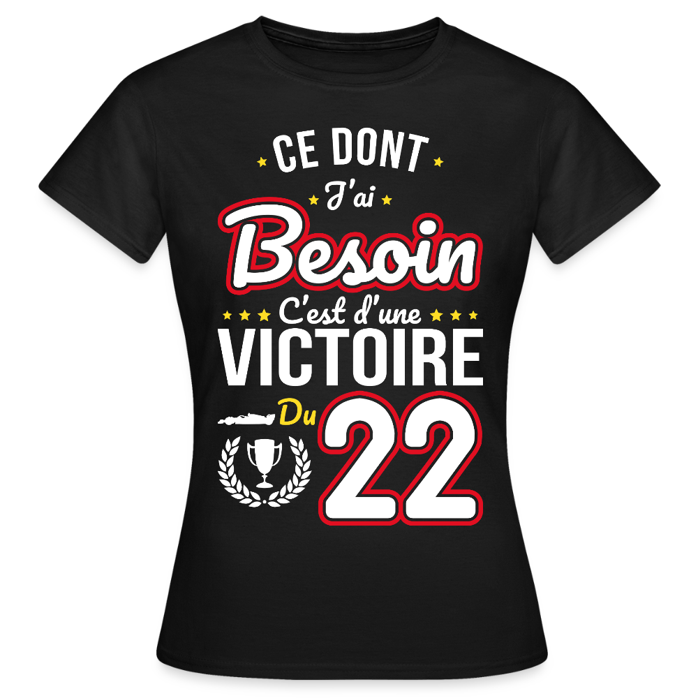 T-shirt Femme - Ce dont j'ai besoin c'est d'une victoire du 22 - noir