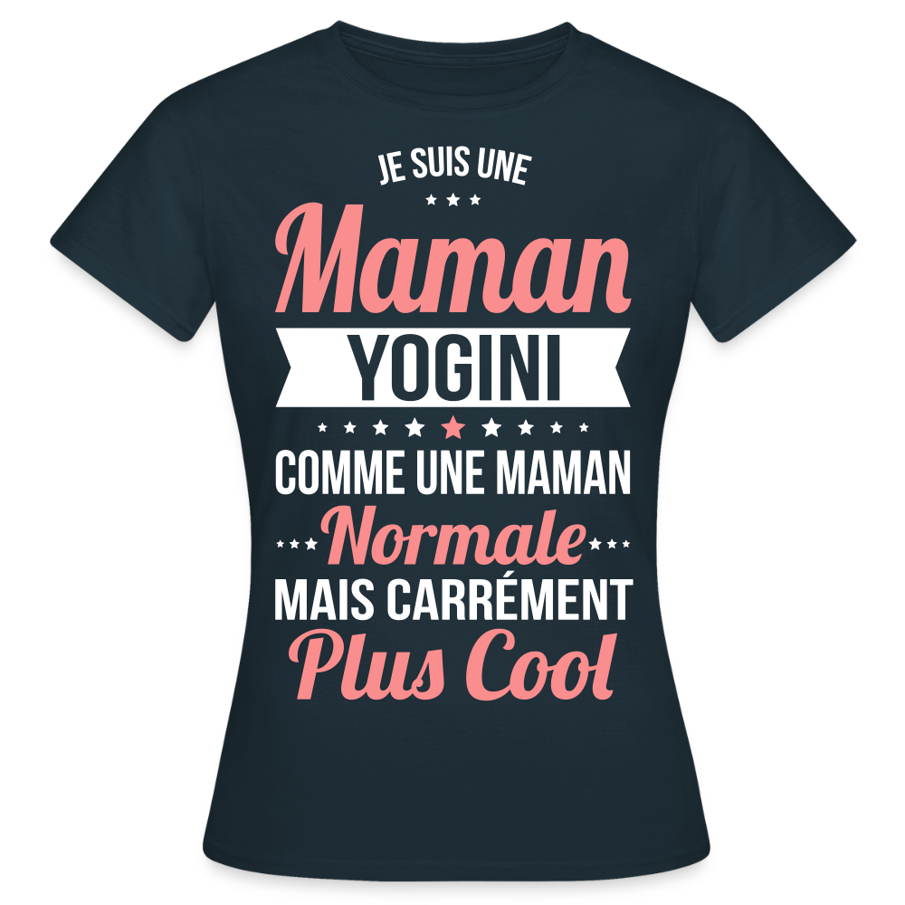 T-shirt Femme - Maman yogini plus cool - marine