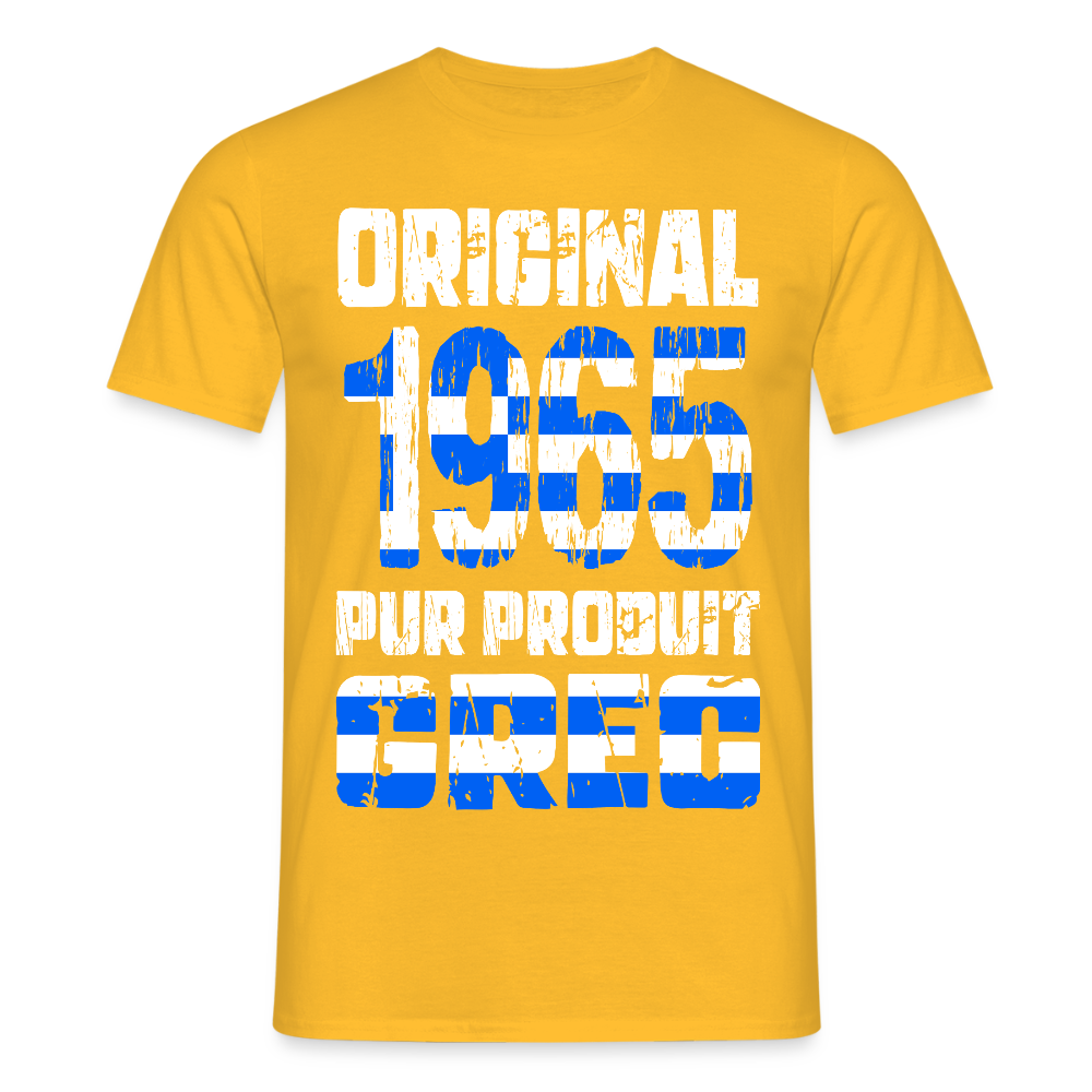 T-shirt Homme - Anniversaire 60 Ans - Original 1965 - Pur produit Grec - jaune