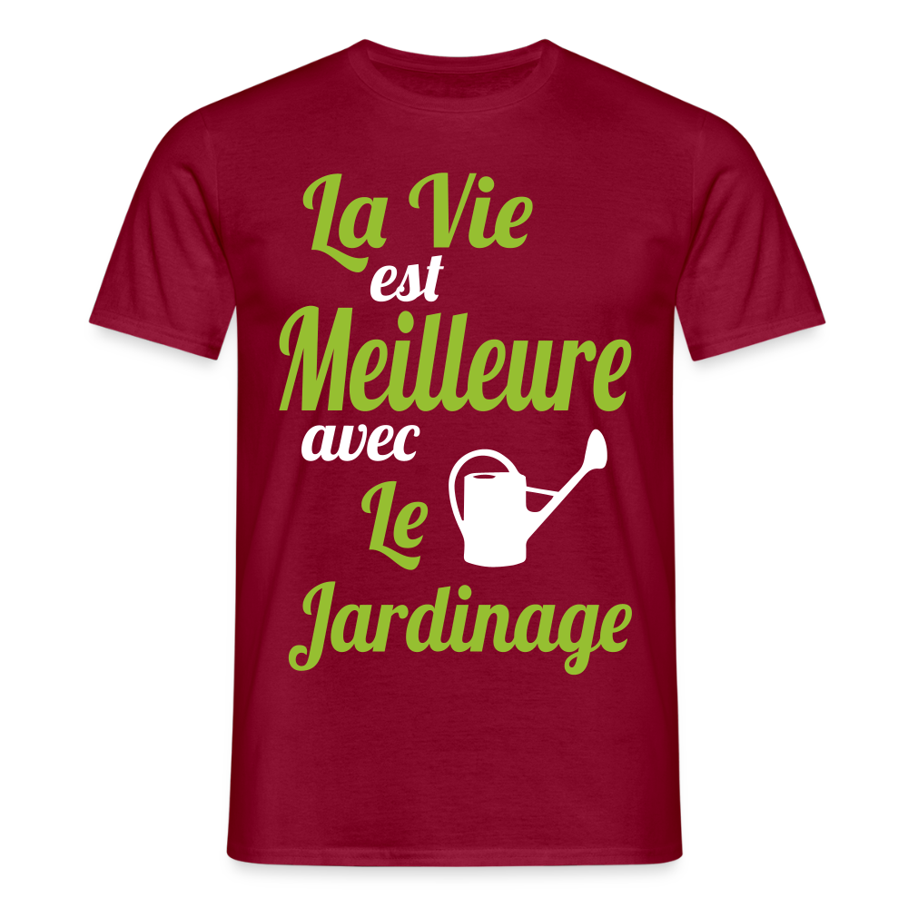 T-shirt Homme - La vie est meilleure avec le jardinage - rouge brique