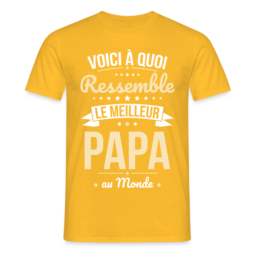 T-shirt Homme - Voici à quoi ressemble le meilleur Papa au Monde - jaune