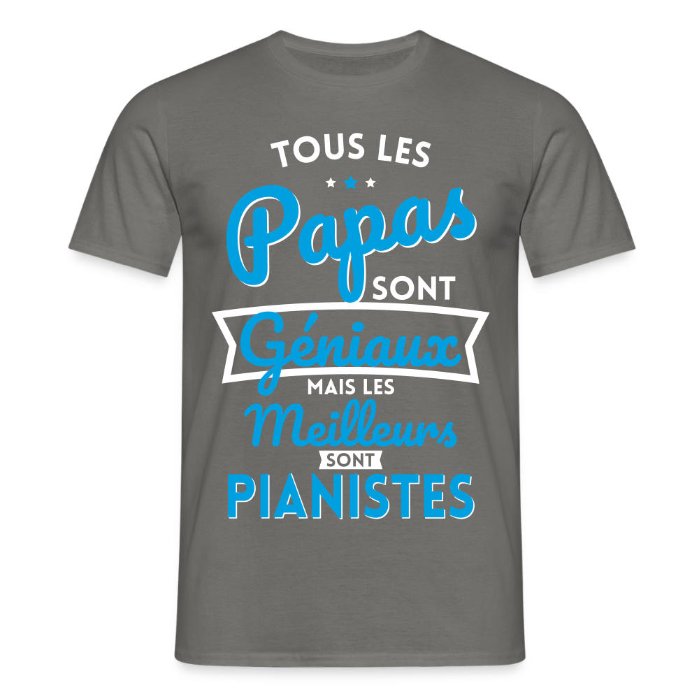 T-shirt Homme - Papas géniaux - Les meilleurs sont pianistes - gris graphite