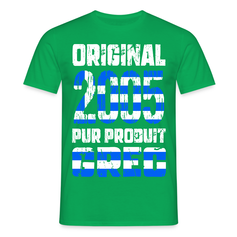 T-shirt Homme - Anniversaire 20 Ans - Original 2005 - Pur produit Grec - vert