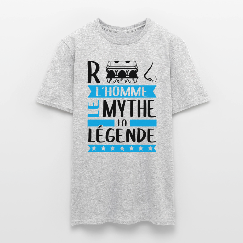 T-shirt homme coloris clair René en rébus – L’homme, le mythe, la légende - gris chiné