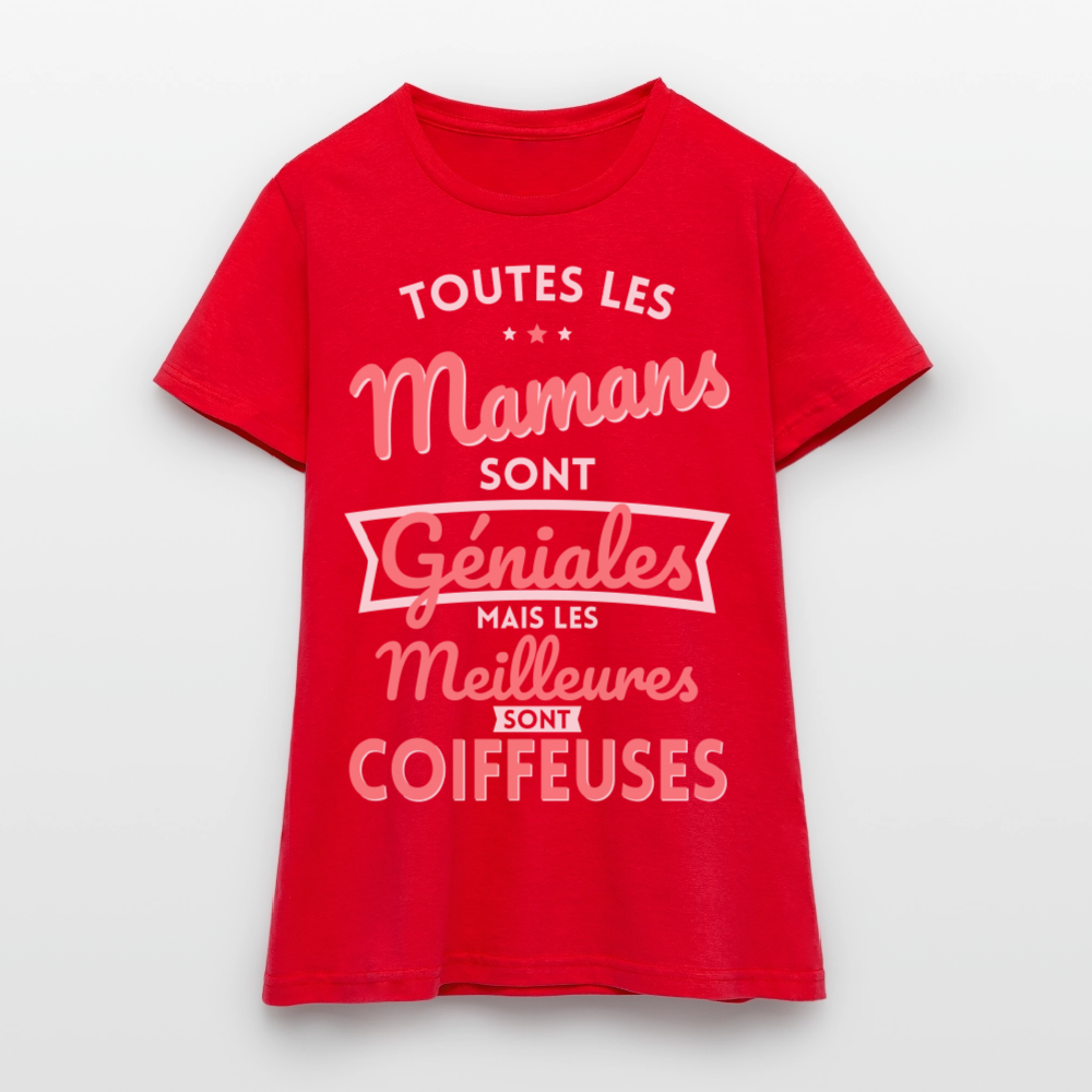 T-shirt Femme - Mamans géniales - Les meilleures sont coiffeuses - rouge