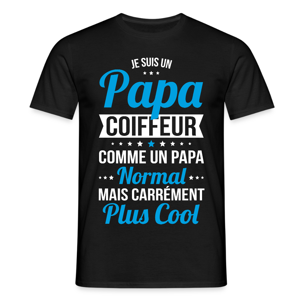 T-shirt Homme - Papa coiffeur plus cool - noir