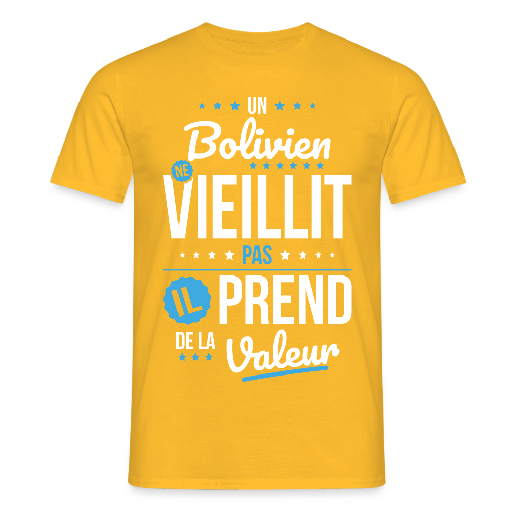T-shirt Homme - Un Bolivien ne vieillit pas - jaune