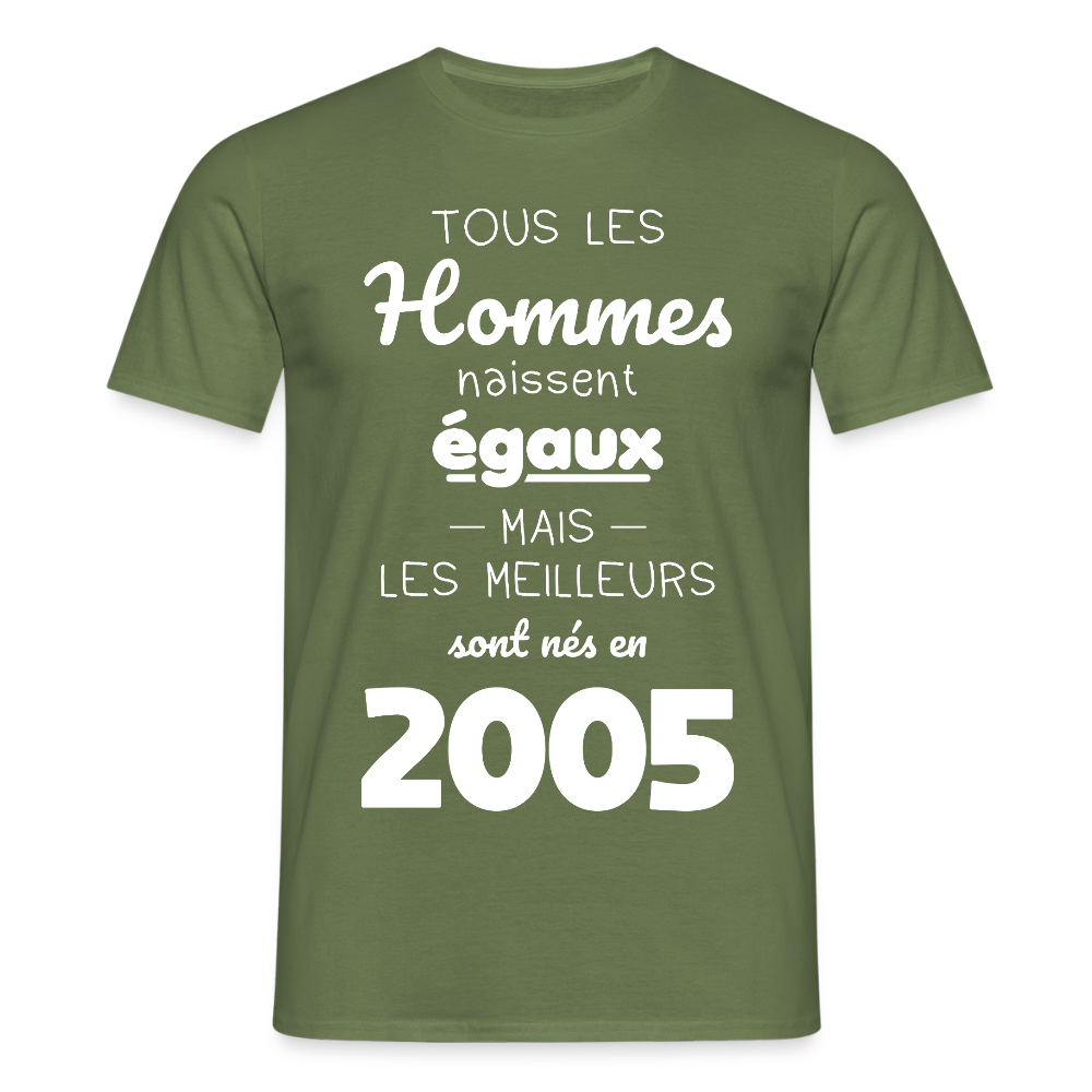 T-shirt Homme - Anniversaire 20 Ans - Les meilleurs sont nés en 2005 - vert militaire
