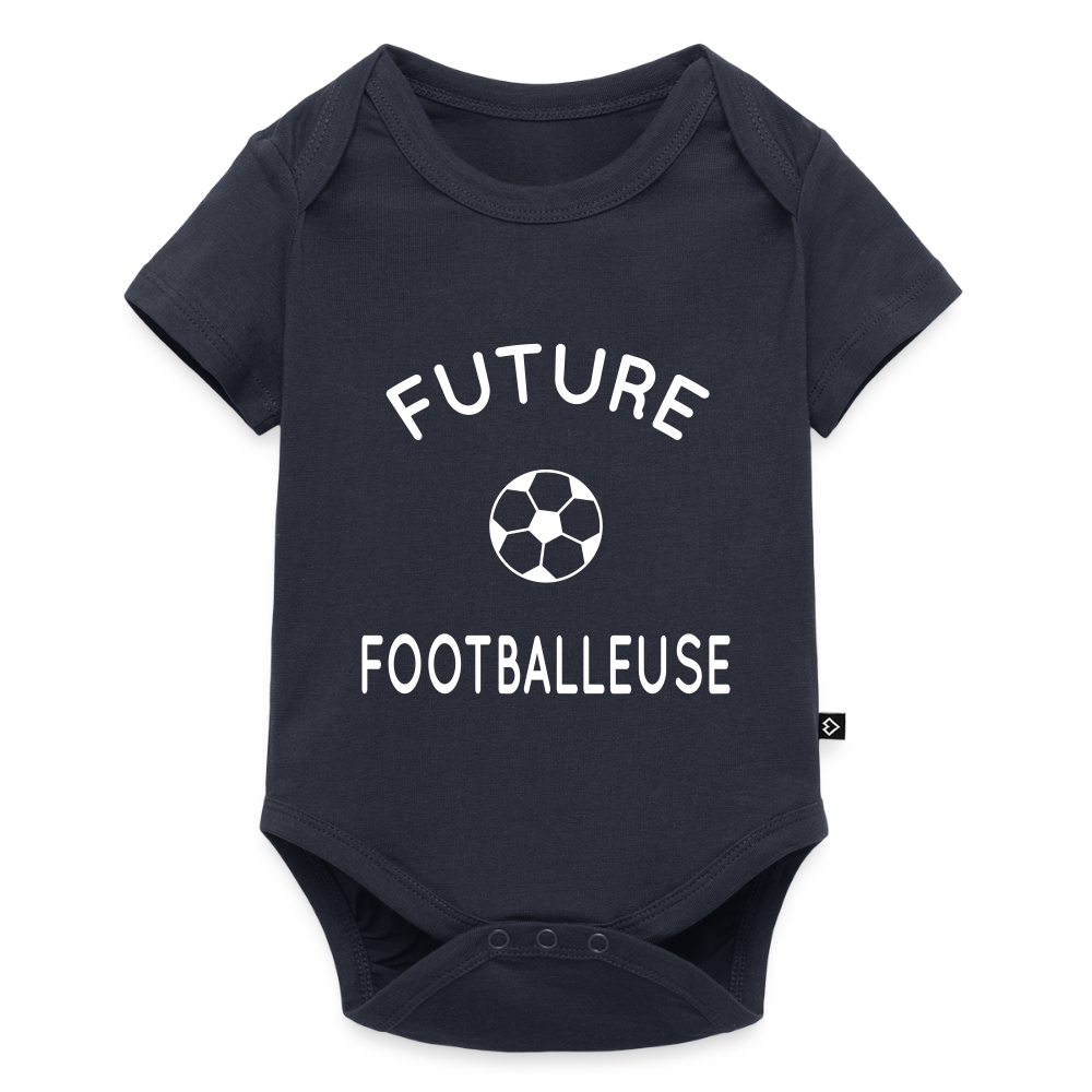 Body Bébé bio manches courtes - Future footballeuse - bleu marine