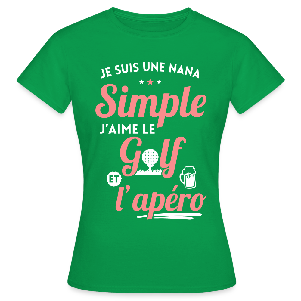 T-shirt Femme - J'aime le golf et l'apéro - vert
