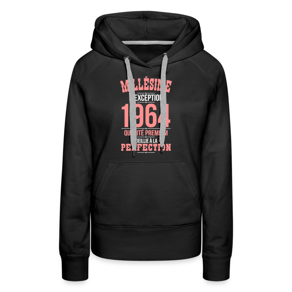 Sweat à capuche Premium Femme - Anniversaire 61 Ans - Millésime 1964 - noir