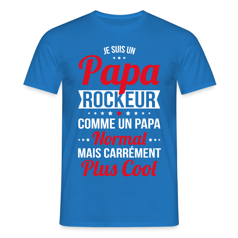 T-shirt Homme - Papa rockeur plus cool - bleu royal