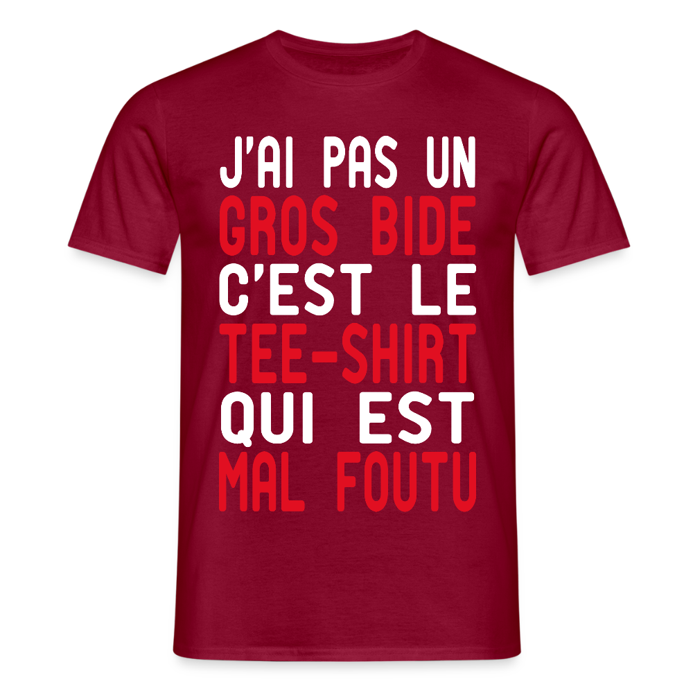 T-shirt Homme - J'ai pas un gros bide - Cadeau Humour - rouge brique