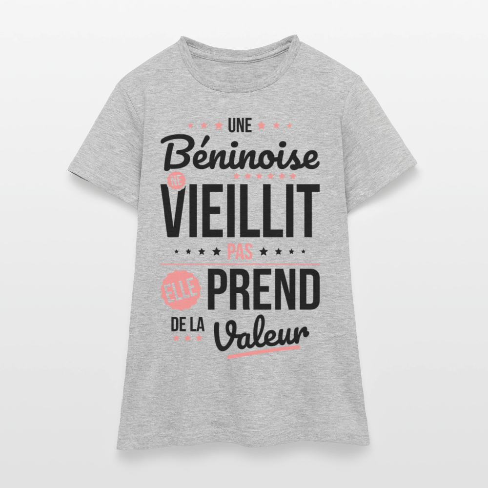 T-shirt Femme - Une Béninoise ne vieillit pas - gris chiné