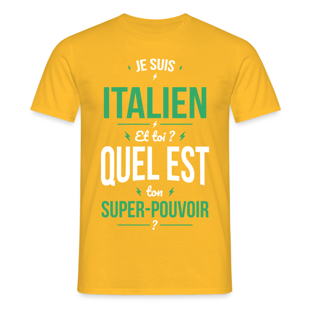 T-shirt Homme - Je suis Italien - Super-pouvoir - jaune