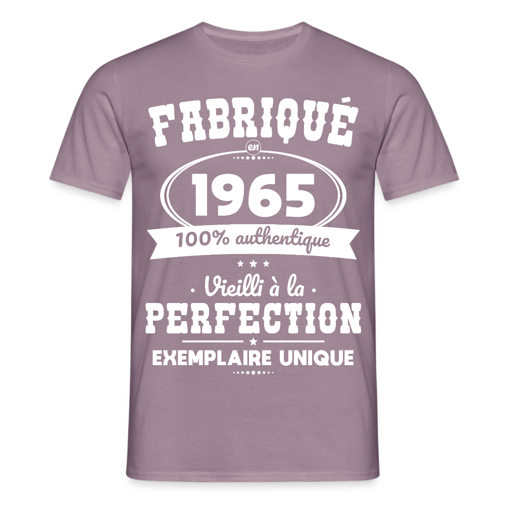 T-shirt Homme - Anniversaire 60 Ans - Fabriqué en 1965 - mauve gris
