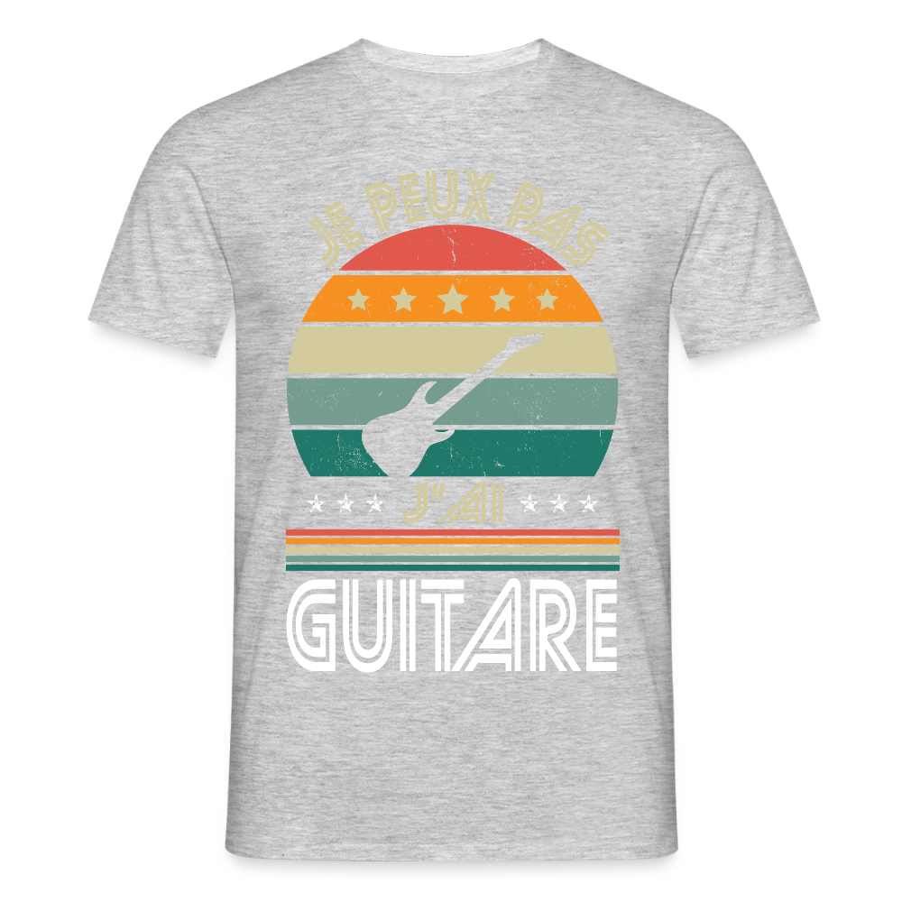 T-shirt Homme - Je peux pas j'ai Guitare - gris chiné