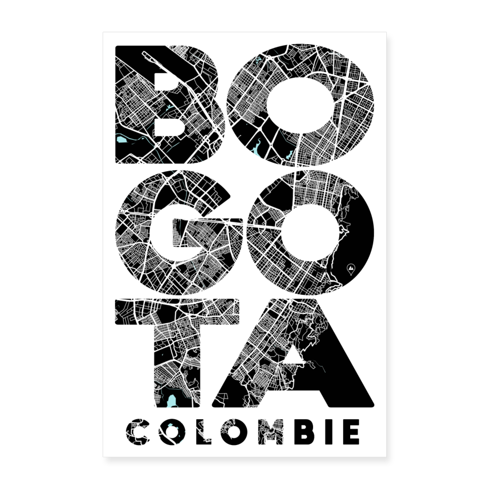 Poster Bogota - Plan Bogota - 40 x 60 cm - blanc