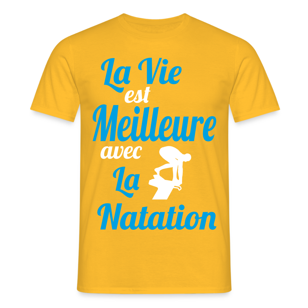 T-shirt Homme - La vie est meilleure avec la Natation - jaune