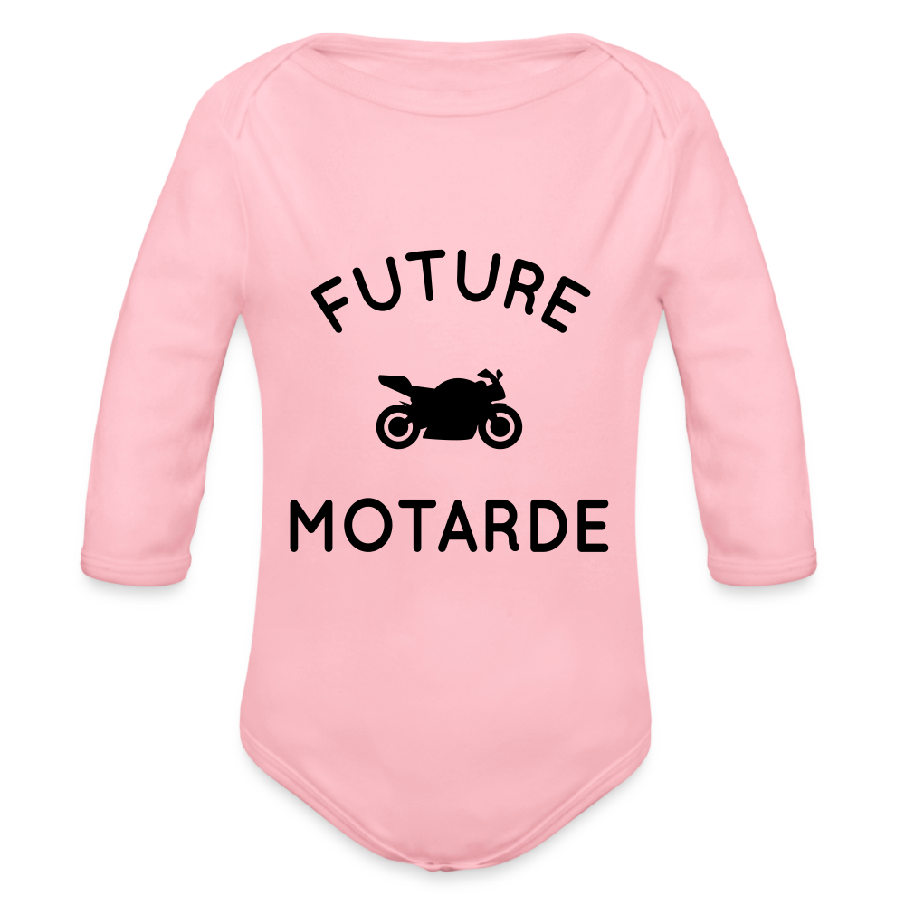 Body Bébé bio manches longues - Future motarde - rose clair