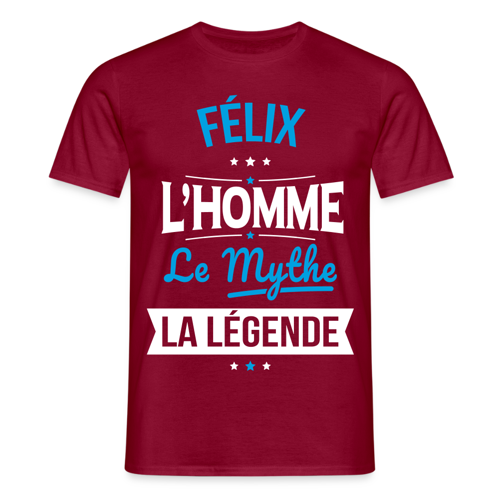 T-shirt Homme - Félix - l'Homme - le Mythe - la Légende - rouge brique